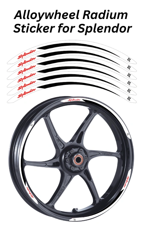 Alloy Wheel Radium Sticker Compatible with Splendor | Made in Premium Radium with FPF (Fade Protection Film), Waterproof, Precut Sticker, Pack Of 1